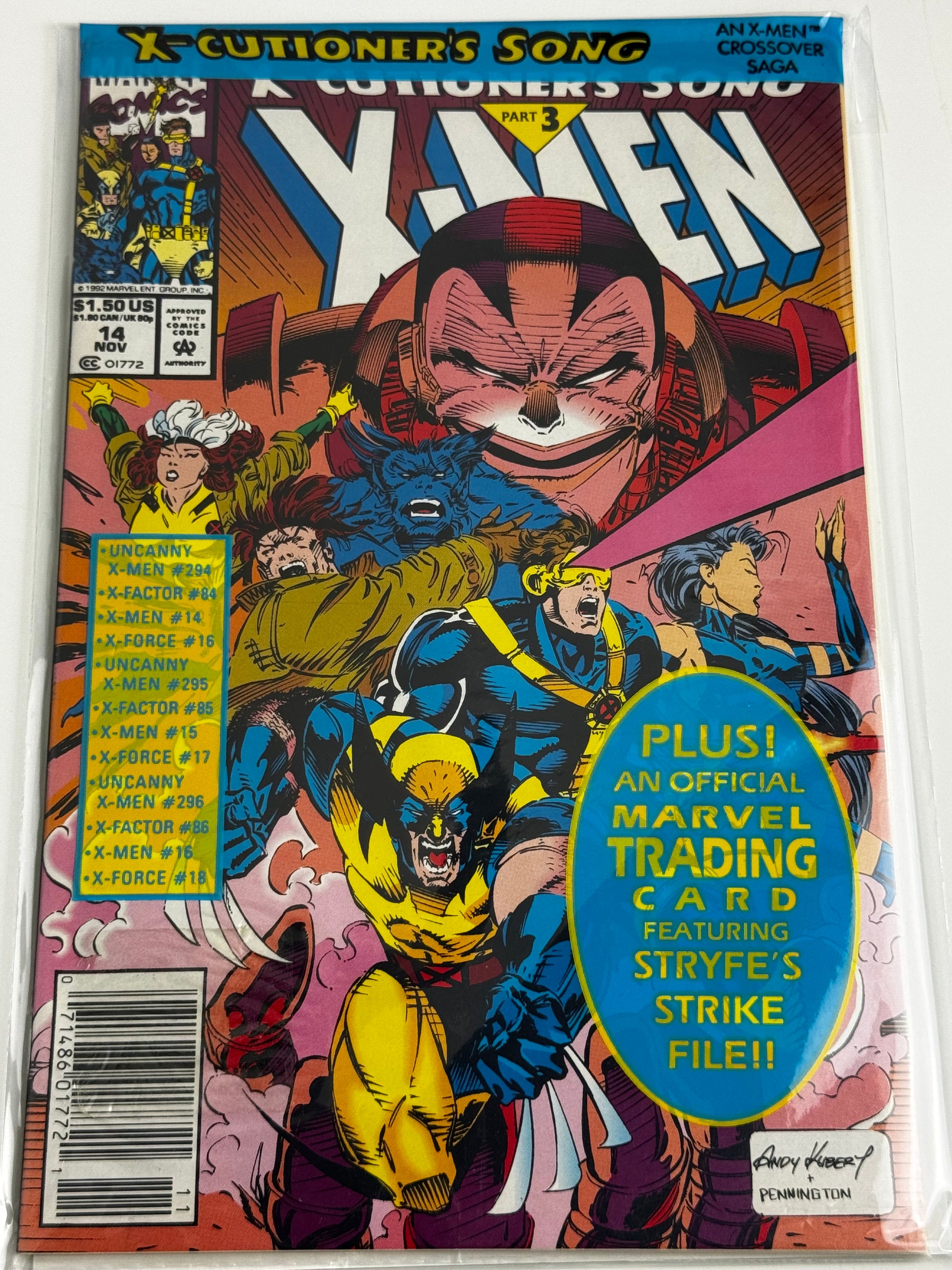 1992 - X-Men, Vol. 1 #14 Var. B - Part 3: Fingers On The Trigger - NM- - ENG 1