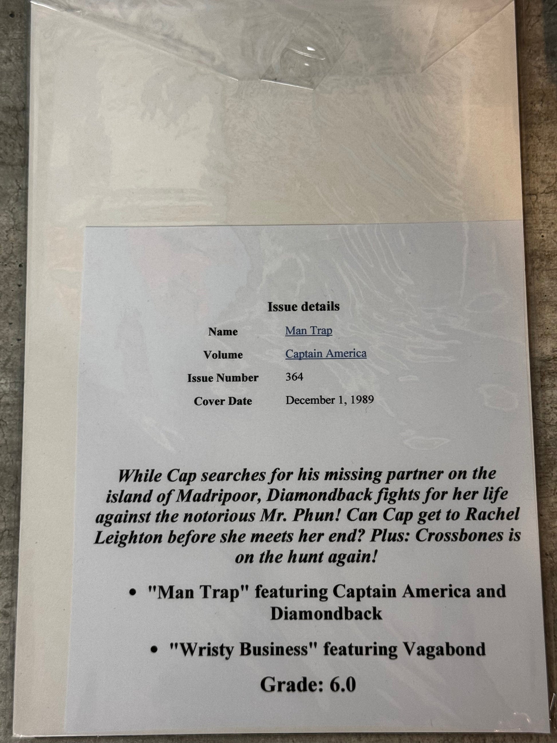 1989 - Captain America, Vol. 1 #364 Var. A - Man Trap - VF/NM - ENG 2
