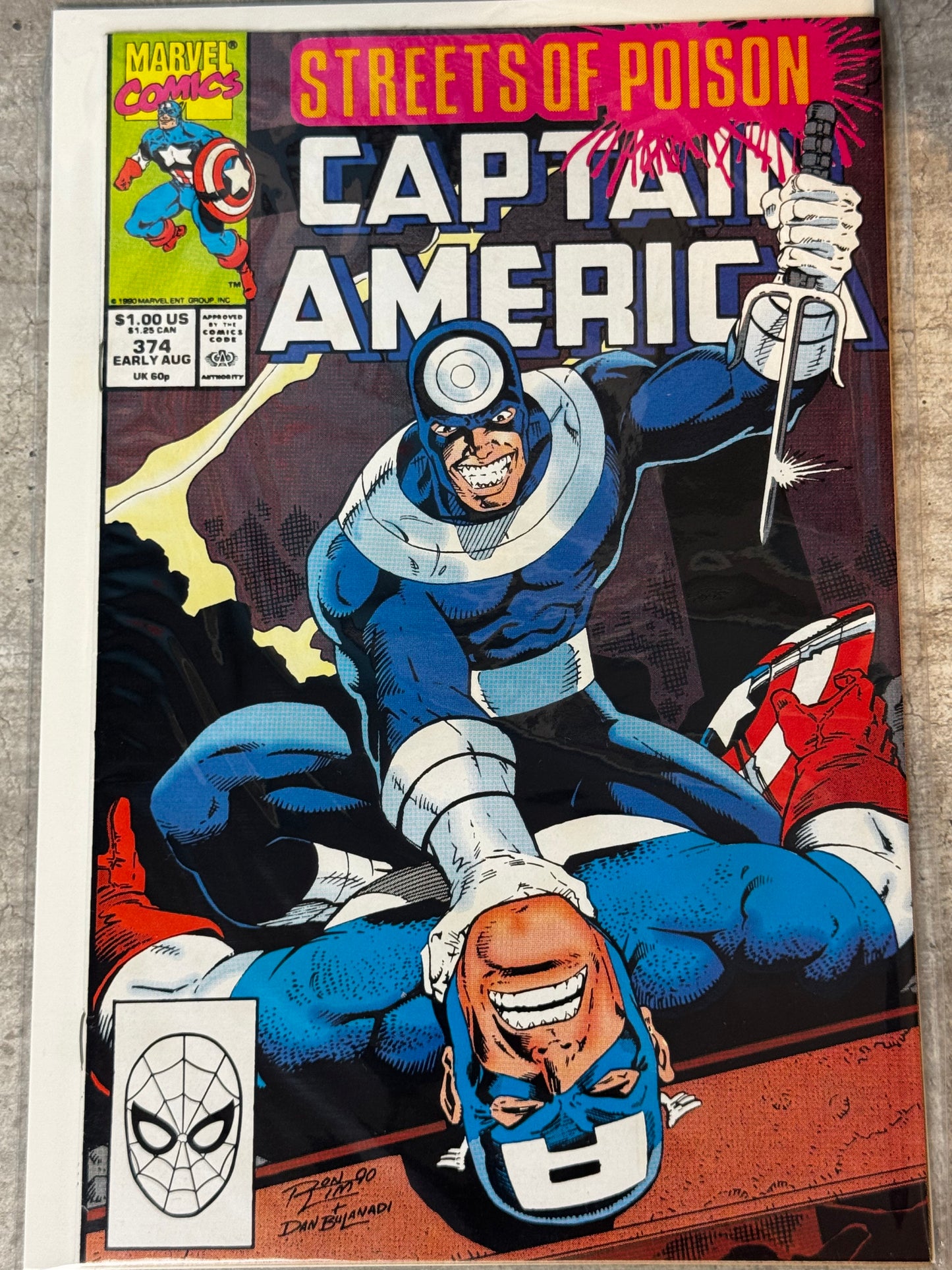1990 - Captain America, Vol. 1 #374 Var. A - Falling Out - VF/NM - ENG 1