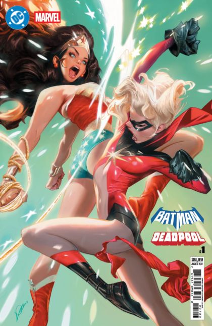 2025 - DC / Marvel: Batman / Deadpool #1 Var. L - The Cosmic Kiss Caper! / A Magician Walks Into a Universe / Sticks & Snikts / Harley & Hulk's Amazin' Saturday!!!! / New Friends in Old Places - M - ENG - PRE-ORDER 1