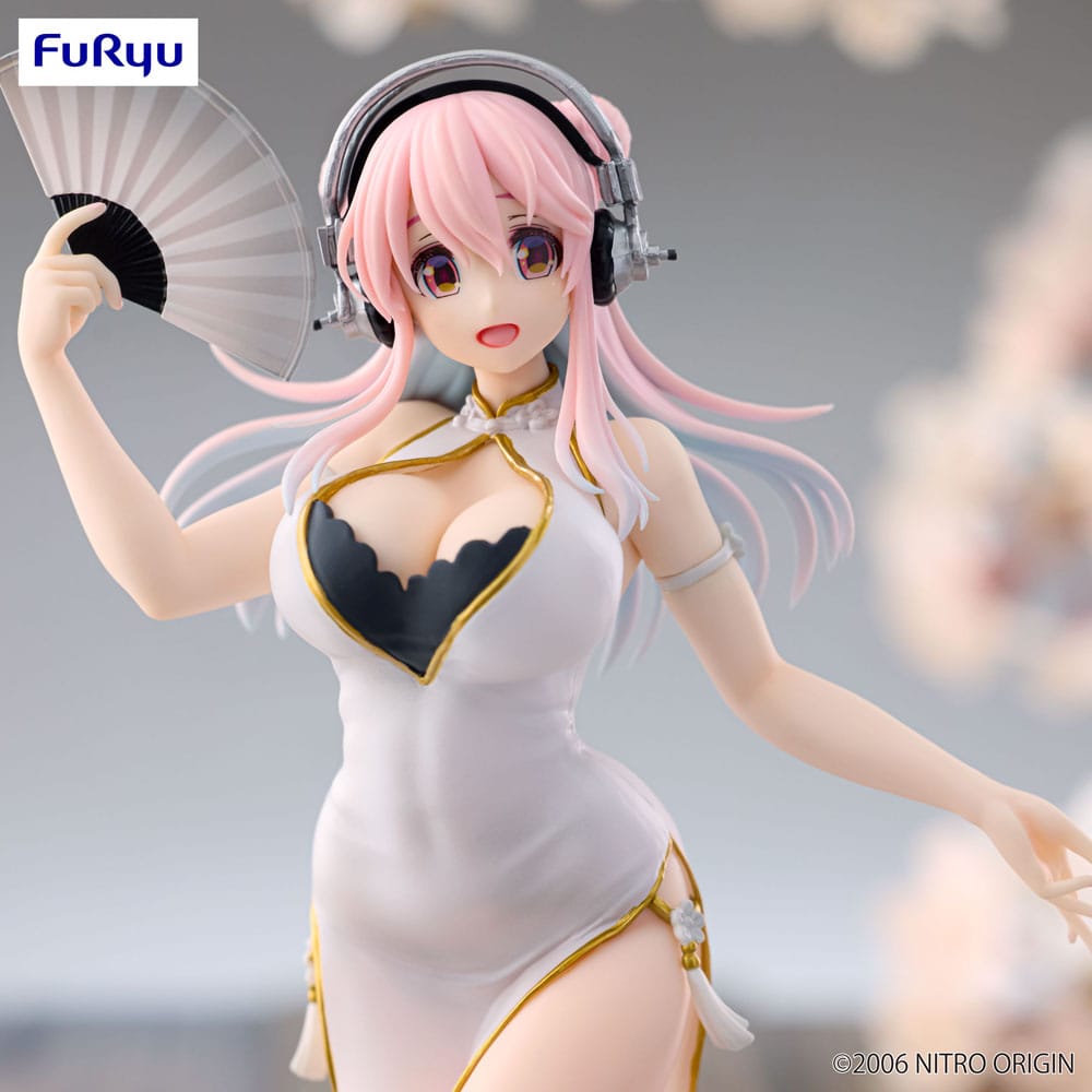 Super Sonico Trio-Try-iT PVC Statue White China Dress Ver. 21 cm - M 2