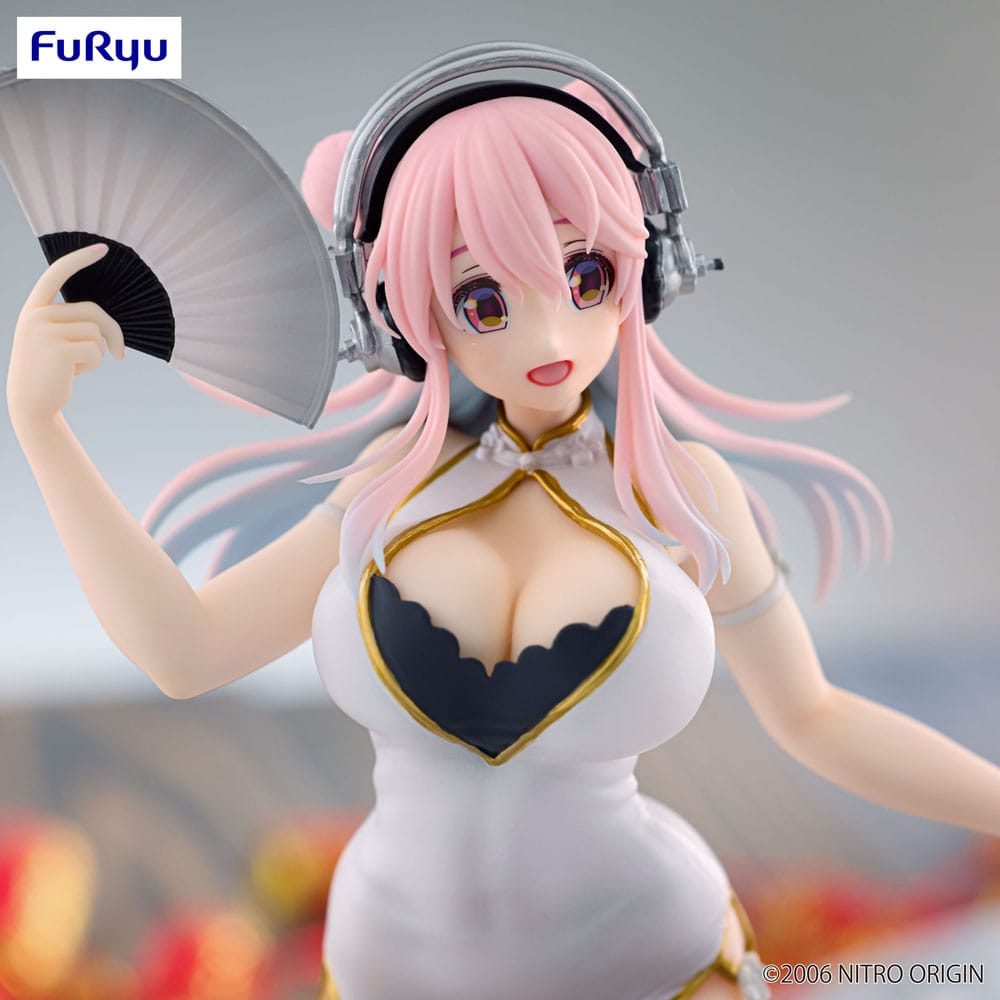 Super Sonico Trio-Try-iT PVC Statue White China Dress Ver. 21 cm - M 3