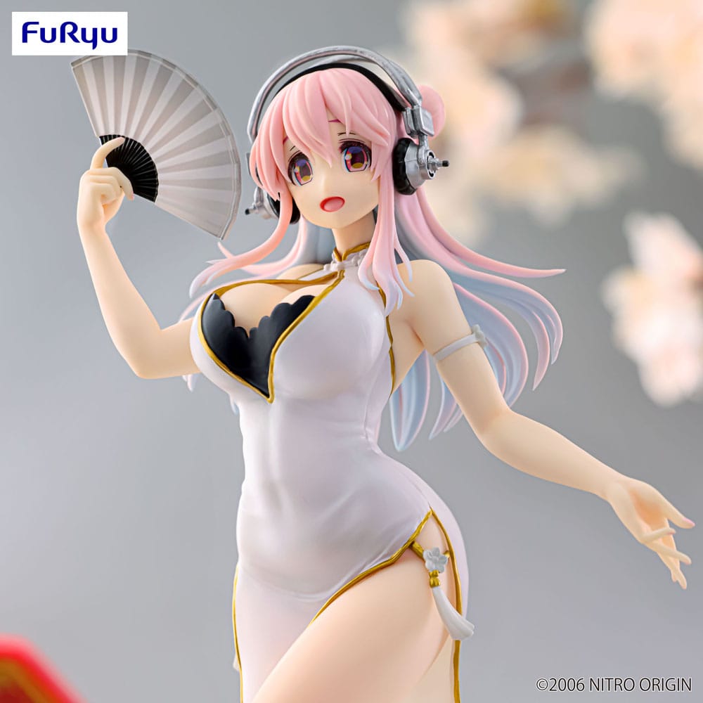 Super Sonico Trio-Try-iT PVC Statue White China Dress Ver. 21 cm - M 4