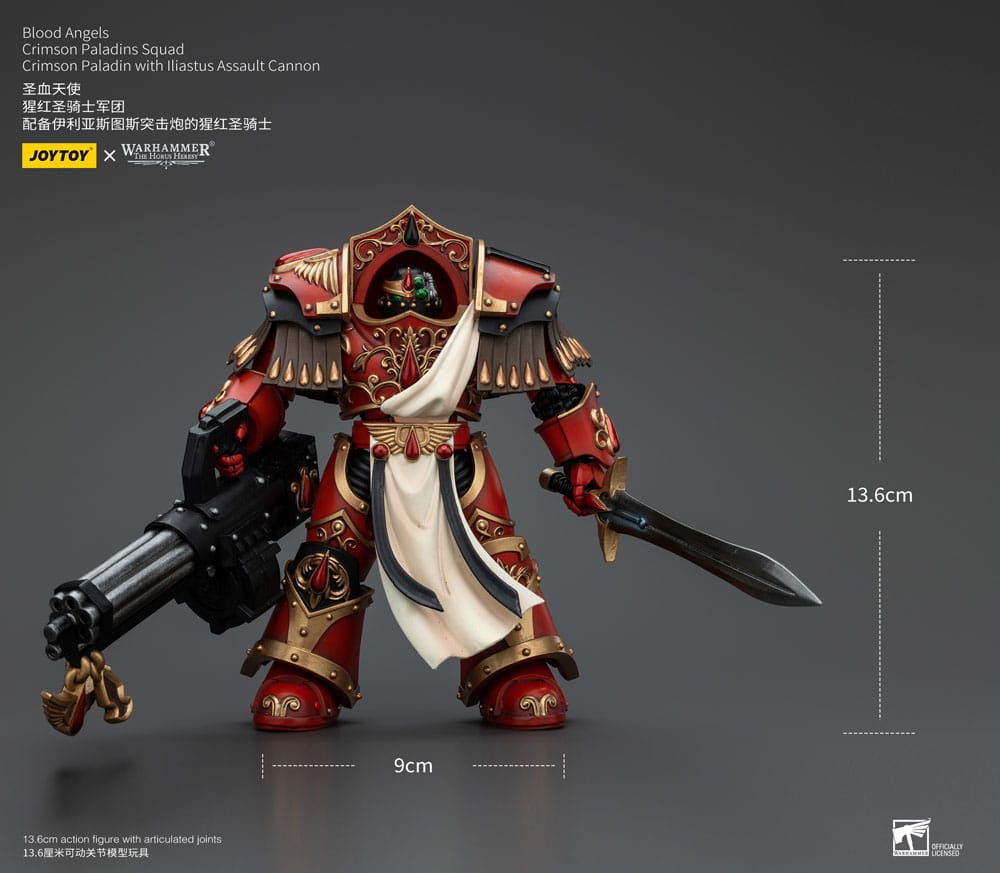 Warhammer The Horus Heresy Action Figure 1/18 Blood Angels Crimson Paladins Squad Crimson Paladin With Iliastus Assault Cannon 14 Cm - M 6
