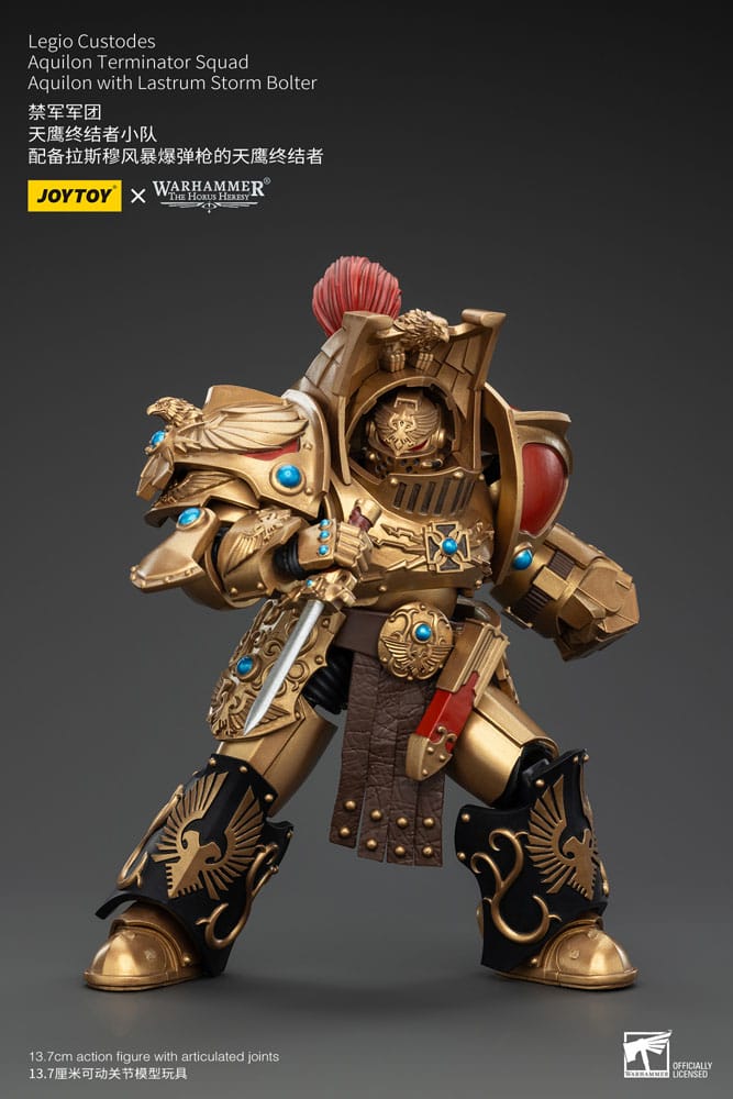 Warhammer The Horus Heresy Action Figure 1/18 Legio Custodes Aquilon Terminator Squad Aquilon with Lastrum Storm Bolter 14 cm - M 4