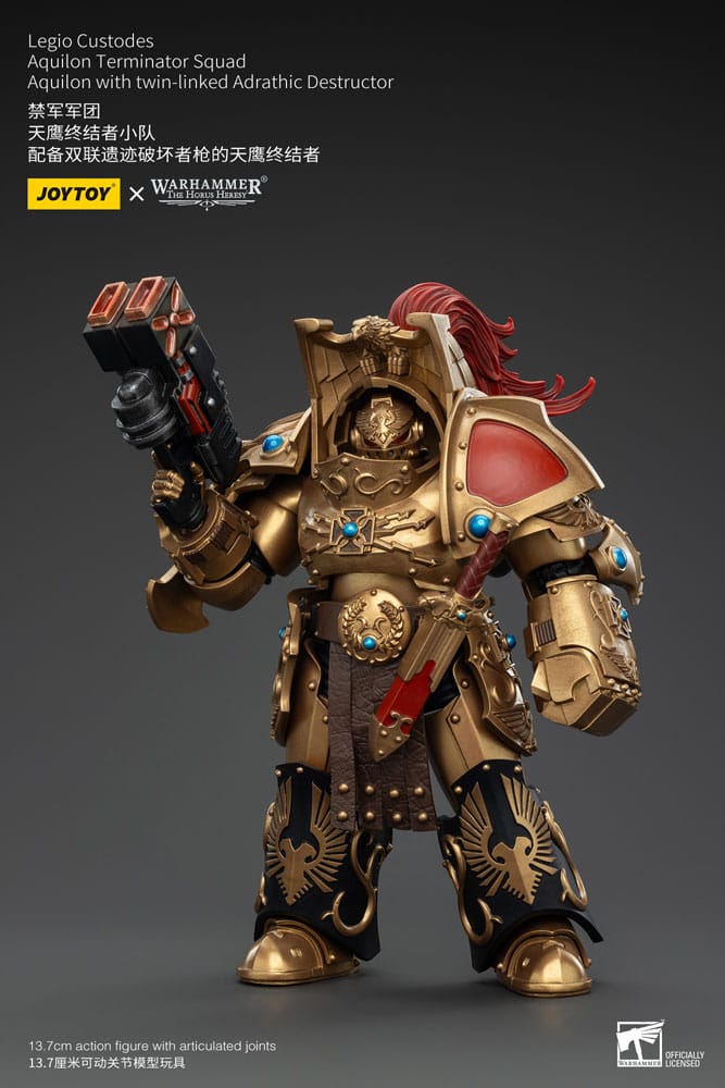 Warhammer The Horus Heresy Action Figure 1/18 Legio Custodes Aquilon Terminator Squad Aquilon with twin-linked Adrathic Destructor 14 cm - M 1