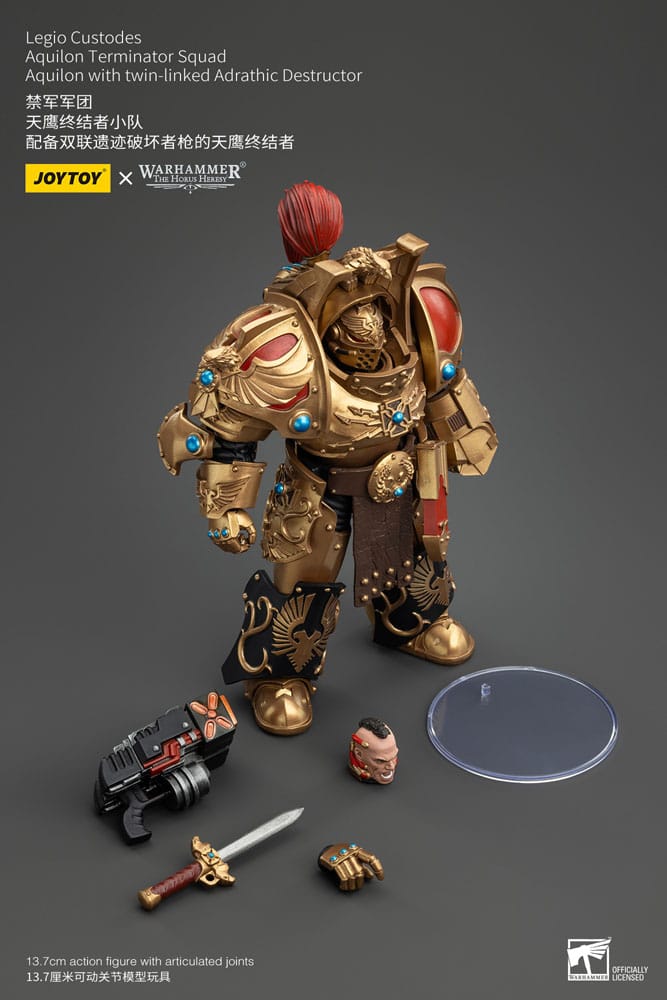 Warhammer The Horus Heresy Action Figure 1/18 Legio Custodes Aquilon Terminator Squad Aquilon with twin-linked Adrathic Destructor 14 cm - M 5