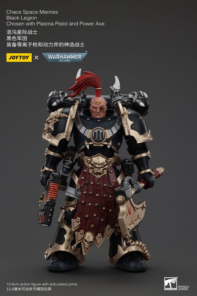 Warhammer 40k Action Figure Chaos Space Marines Black Legion Chosen with Plasma Pistol and Power Axe 20 cm - M 1