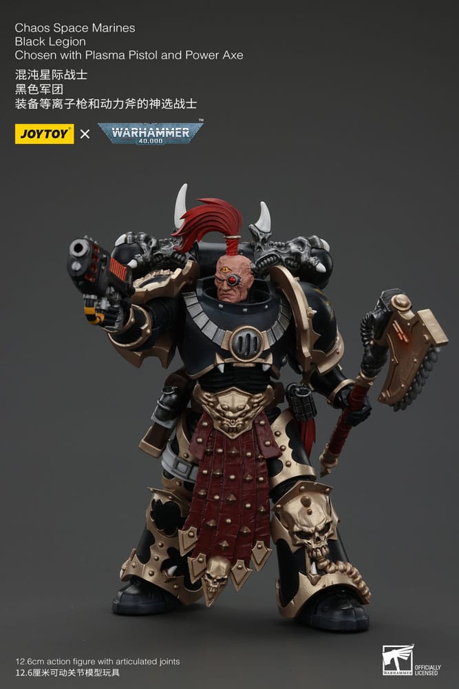 Warhammer 40k Action Figure Chaos Space Marines Black Legion Chosen with Plasma Pistol and Power Axe 20 cm - M 3