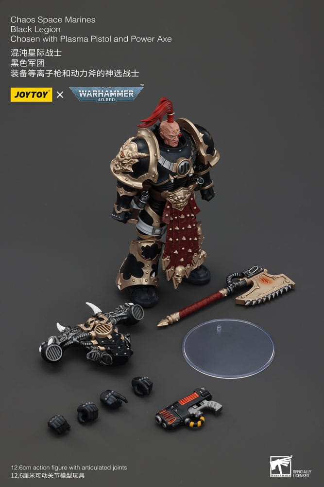 Warhammer 40k Action Figure Chaos Space Marines Black Legion Chosen with Plasma Pistol and Power Axe 20 cm - M 6