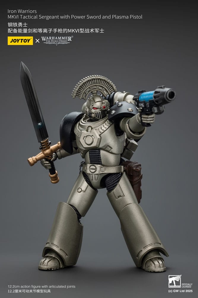 Warhammer The Horus Heresy Action Figure 1/18 lron Warriors MKVI Tactical Sergeant with Power Sword and Plasma Pistol 12 cm - M 5