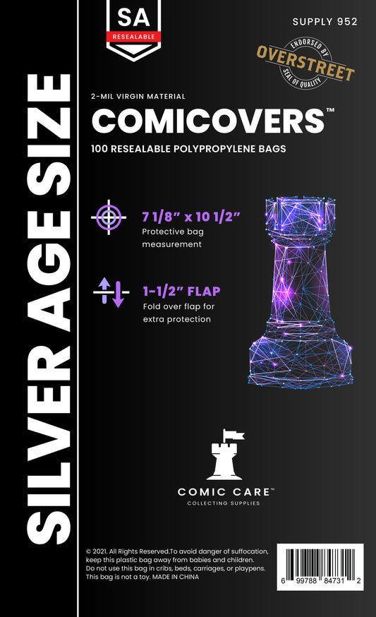 Comicare Silver PP Resealable Bags (100) - M