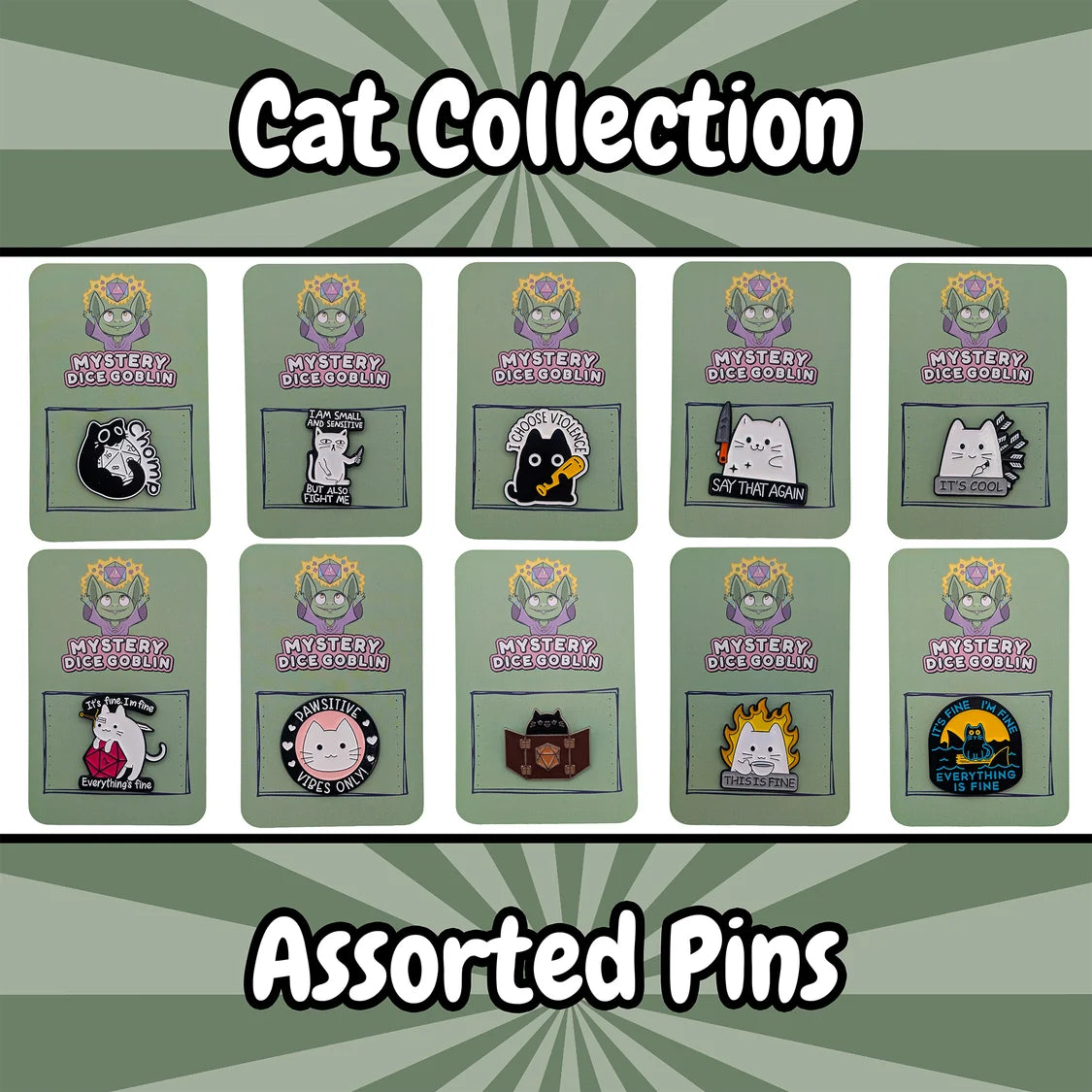 Assorted Cat Pins (Single Pin) - M 1