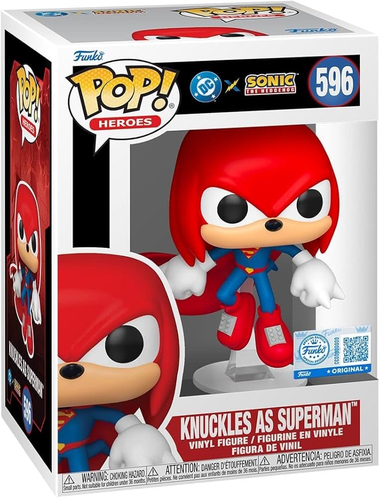 DC X Sonic The Hedgehog Pop! Heroes Vinyl Figure Knuckles As Superman 9 Cm - M 1