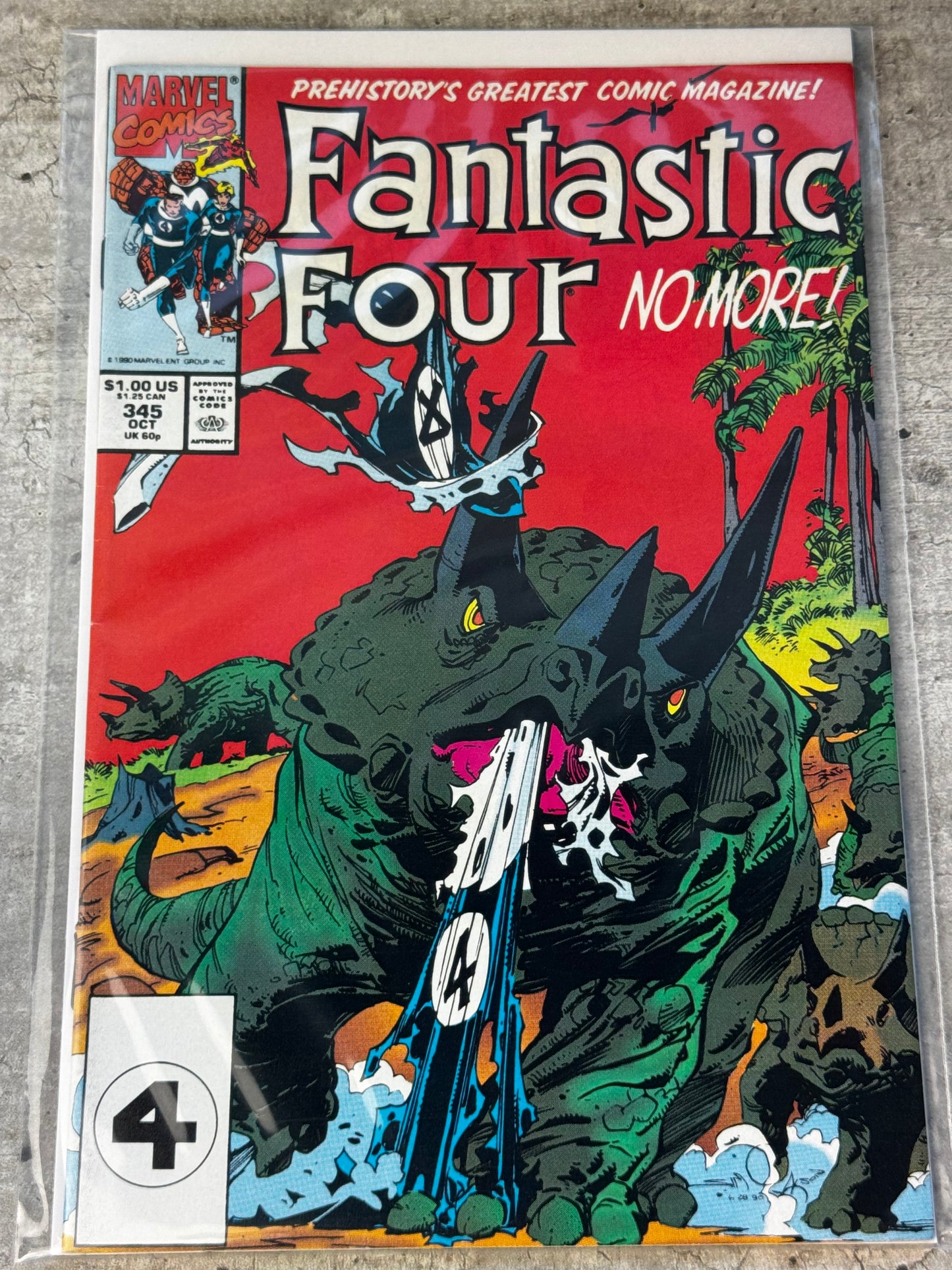 1990 - Fantastic Four, Vol. 1 #345 Var. A - The Mesozoic Mambo! - VF/NM - ENG 1