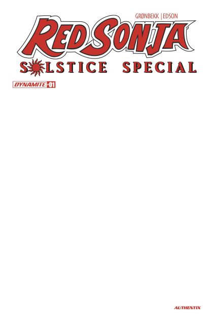 Red Sonja: Solstice Special #1 (One-Shot) Cvr D Blank Authentix - M - ENG - PROMO 1